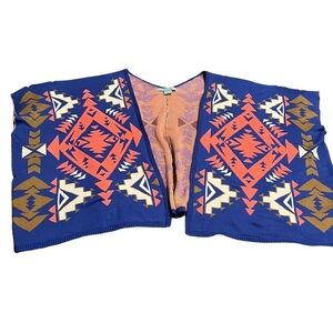 Flying Tomato Women’s Aztec Tribal Wrap Poncho Shrug Sweater Scarf Size S/M